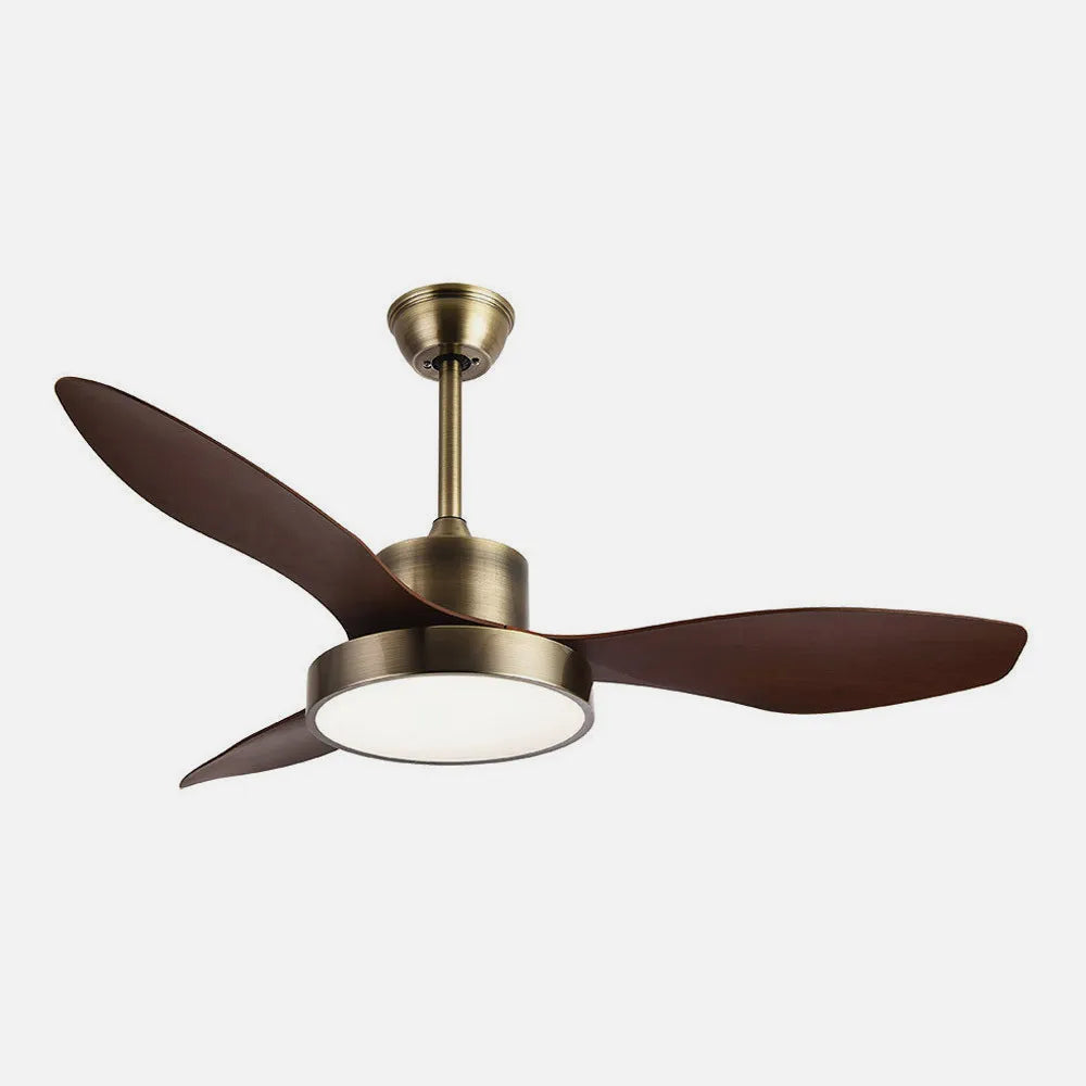 Ventilador de techo DC Hayate 97 cm con luz LED de FABRILAMP en color cuero/roble