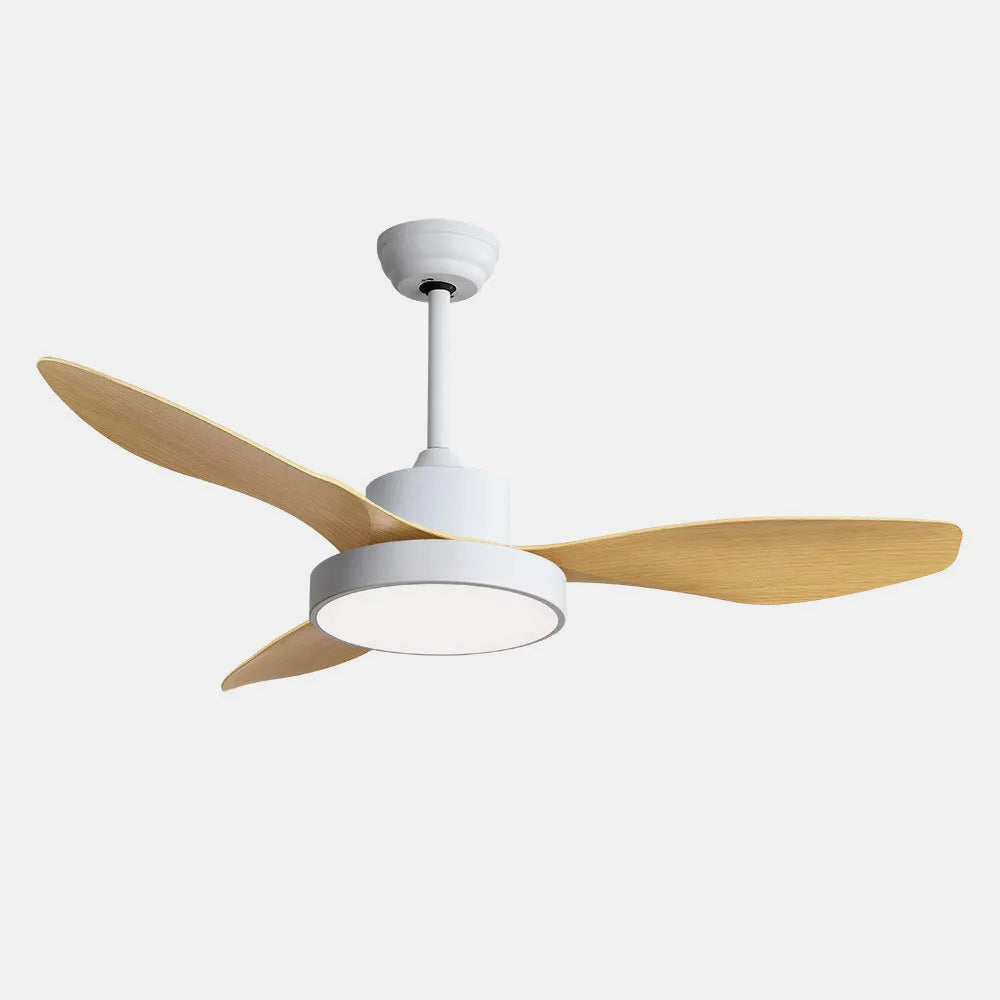 Ventilador de techo DC Hayate 120 cm con luz LED de FABRILAMP en color blanco/haya