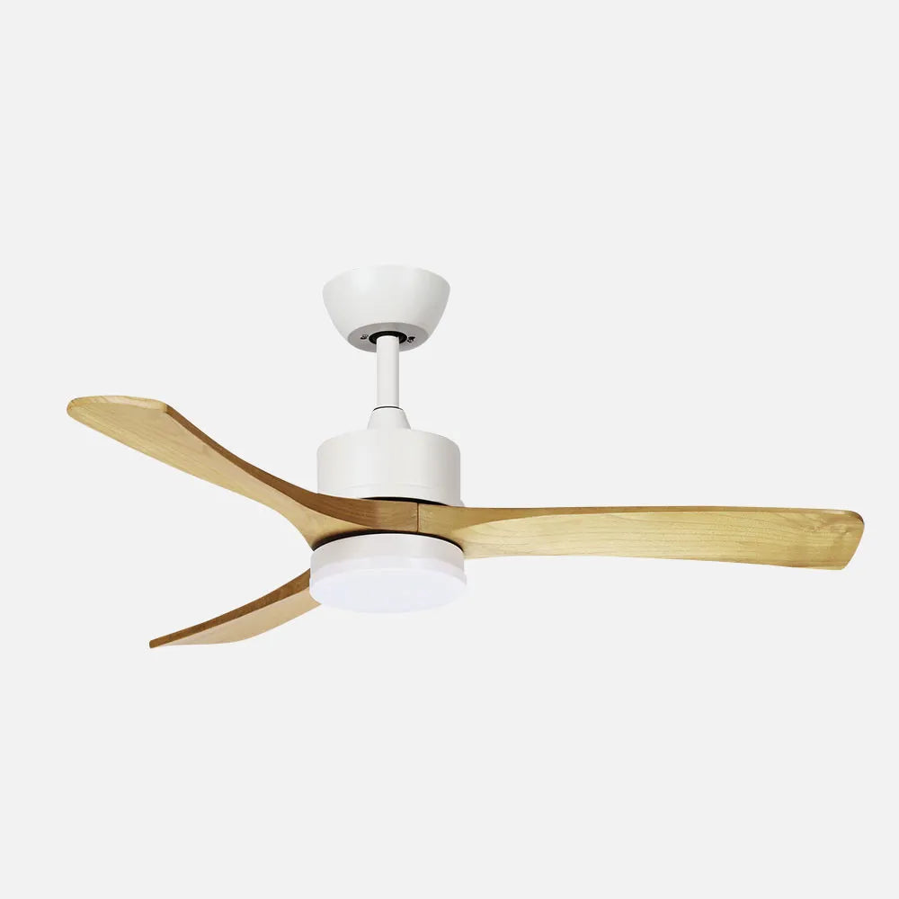 Ventilador de techo DC Hellín 106 cm con luz LED de FABRILAMP en color blanco/haya