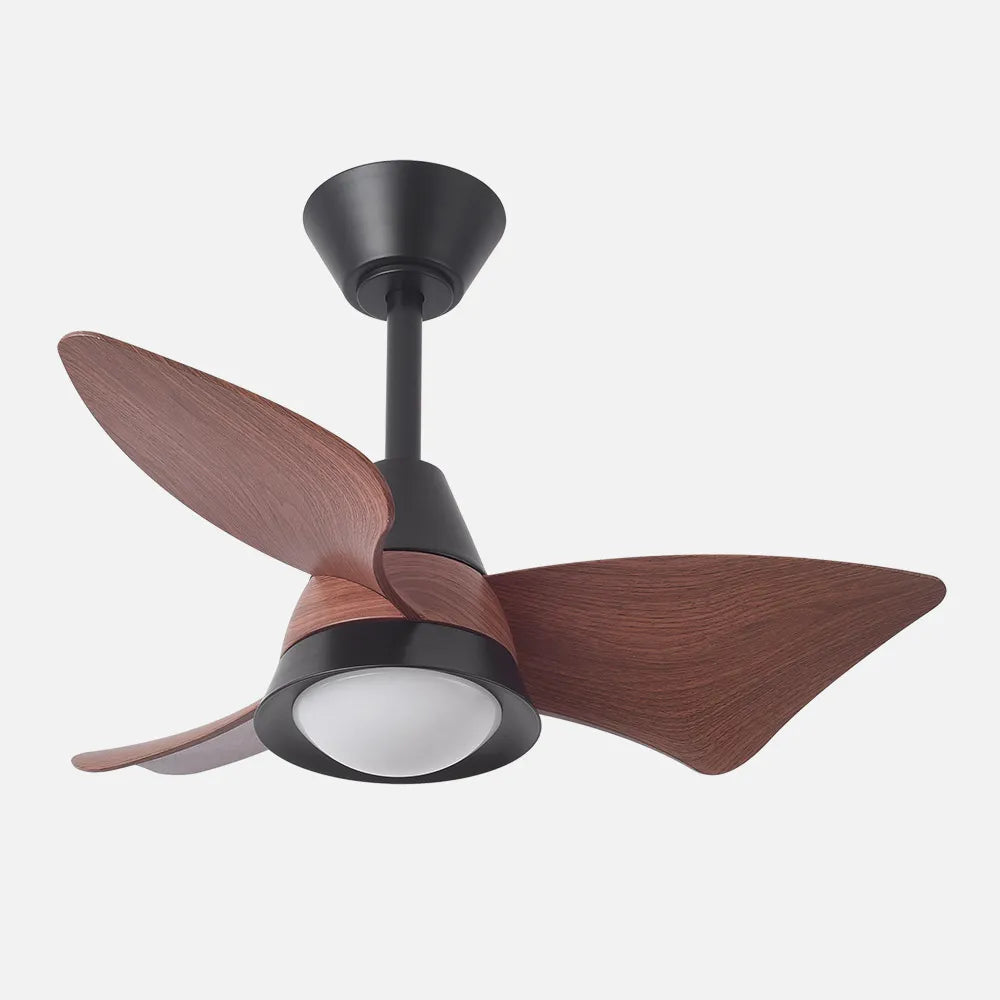Ventilador de techo DC Jaguar 96 cm con luz LED de FABRILAMP en color negro/roble