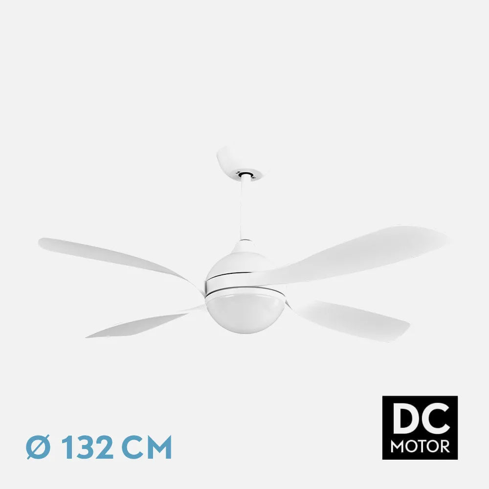 Ventilador de techo DC Livorno 132 cm con luz LED de FABRILAMP en color blanco – vista de detalle