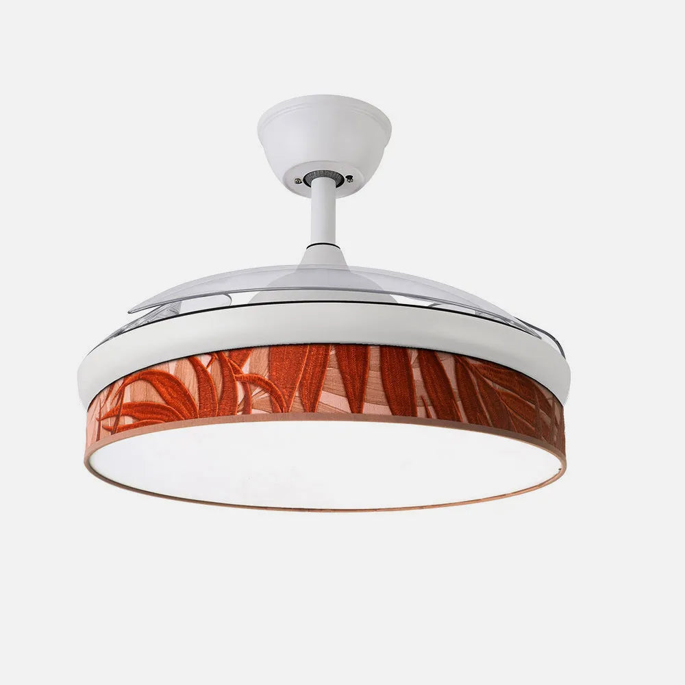Ventilador de techo DC Moda 91 cm con aspas retráctiles y luz LED de FABRILAMP en color blanco/caldera