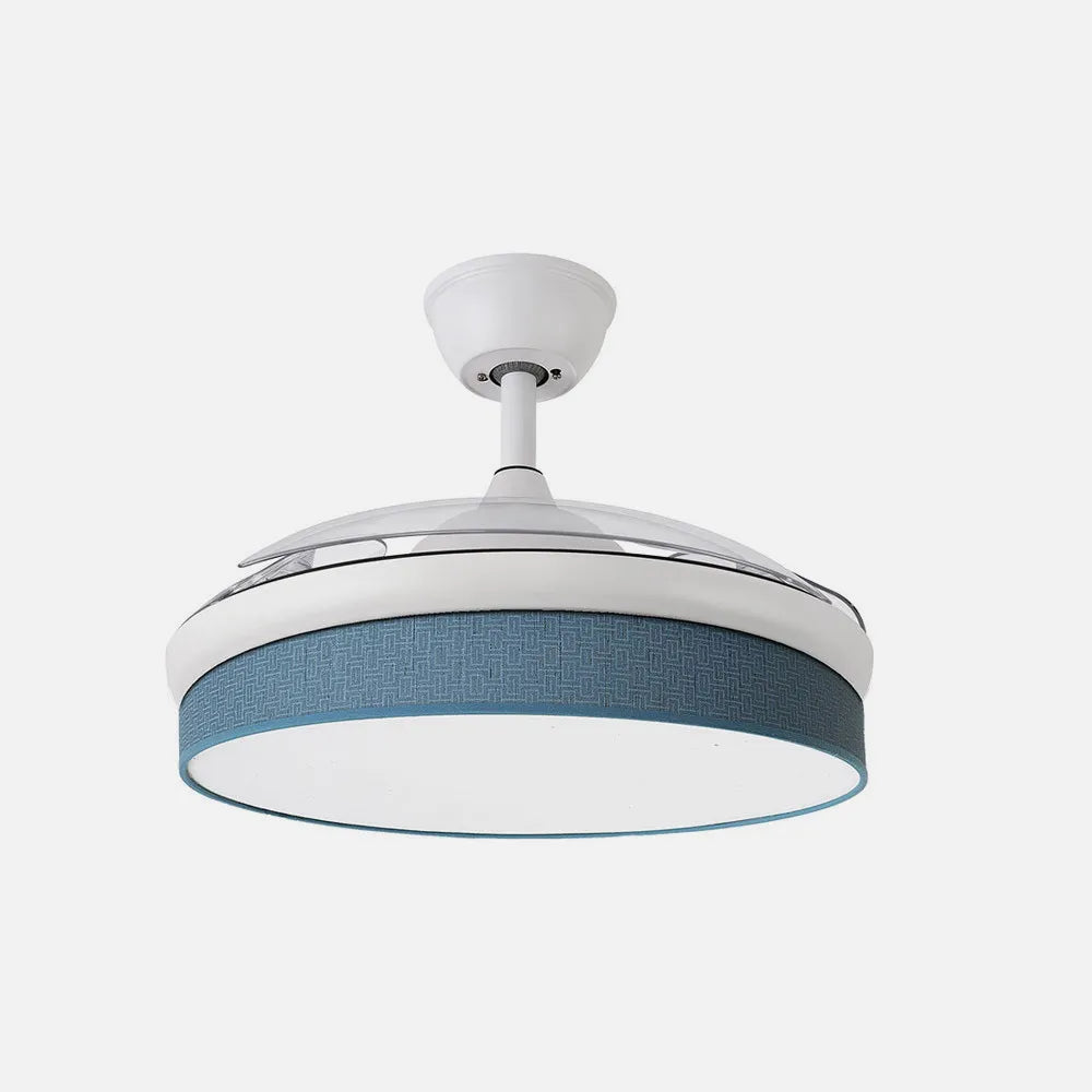 Ventilador de techo DC Moda 91 cm con aspas retráctiles y luz LED de FABRILAMP en color blanco/azul