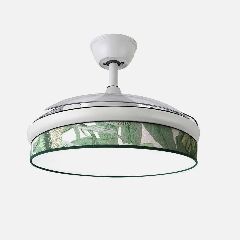 Ventilador de techo DC Moda 108 cm con aspas retráctiles y luz LED de FABRILAMP en color blanco/verde