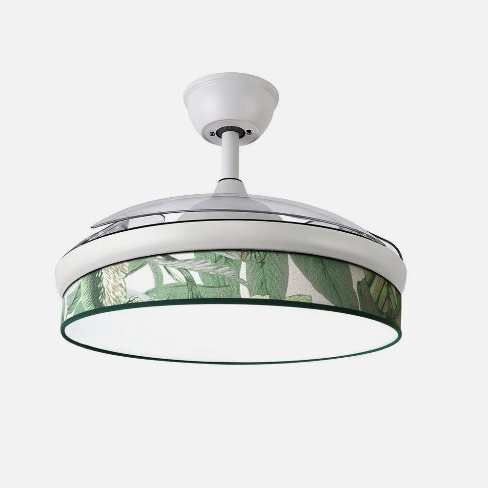 Ventilador de techo DC Moda 91 cm con aspas retráctiles y luz LED de FABRILAMP en color blanco/verde