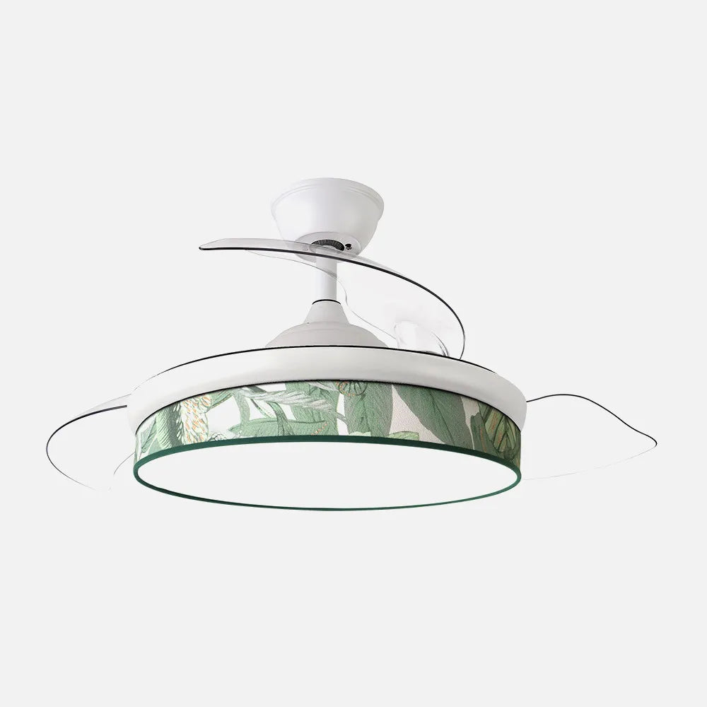 Ventilador de techo DC Moda 91 cm con aspas retráctiles y luz LED de FABRILAMP en color blanco/verde – vista de detalle