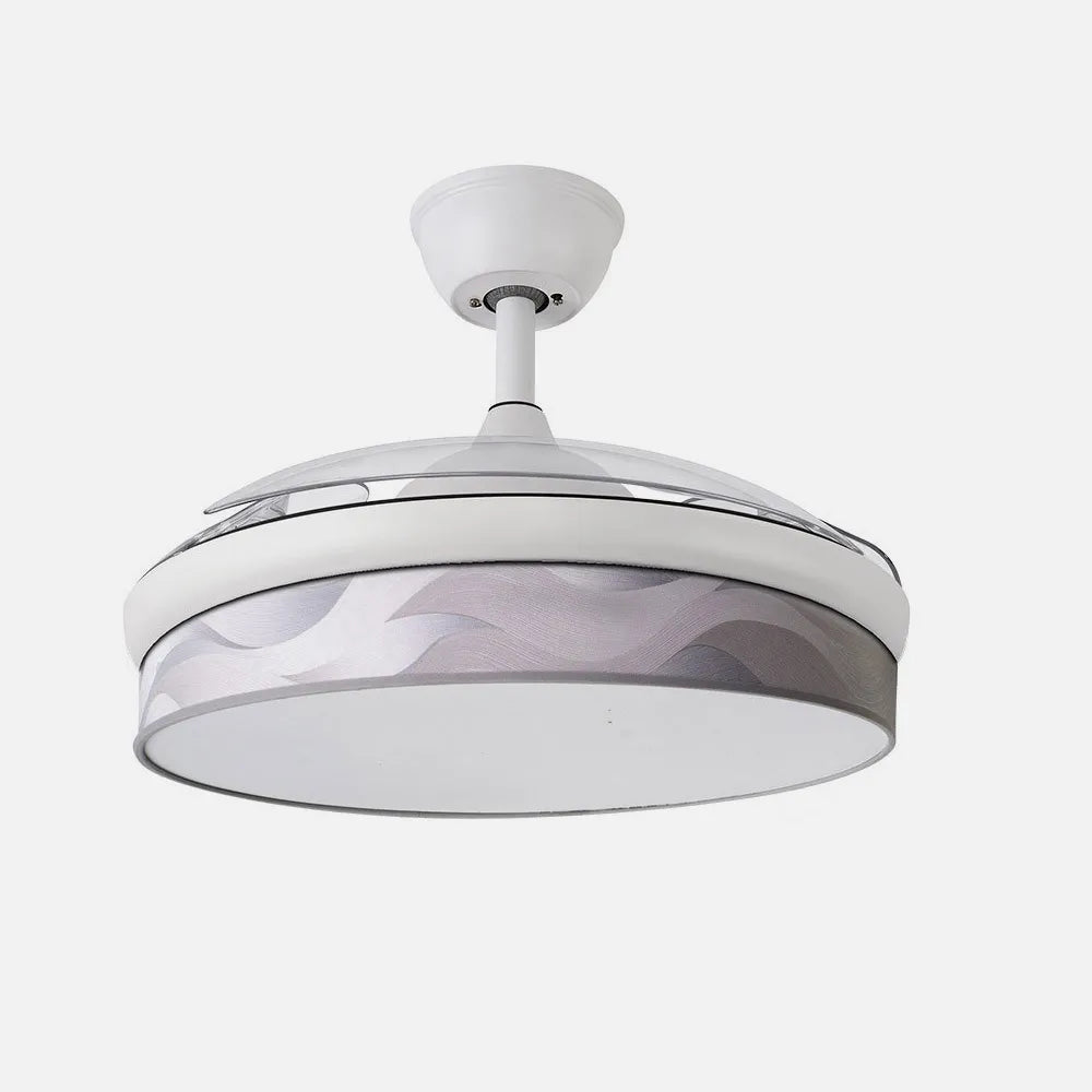Ventilador de techo DC Moda 91 cm con aspas retráctiles y luz LED de FABRILAMP en color blanco/ola gris