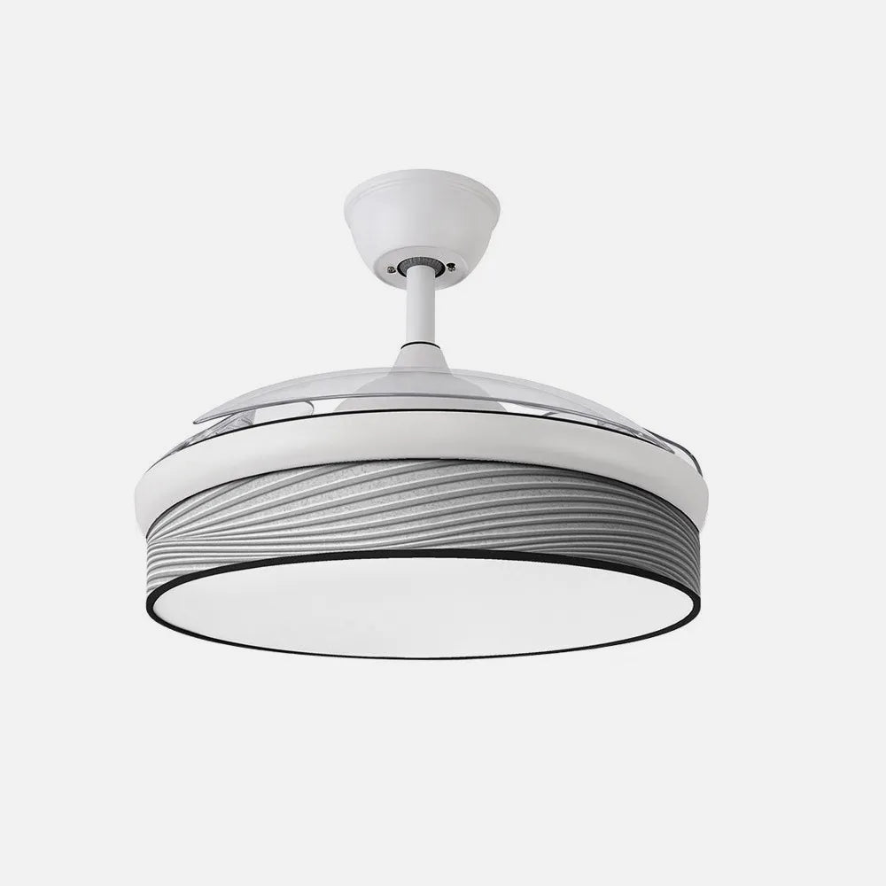 Ventilador de techo DC Moda 91 cm con aspas retráctiles y luz LED de FABRILAMP en color blanco/surco gris