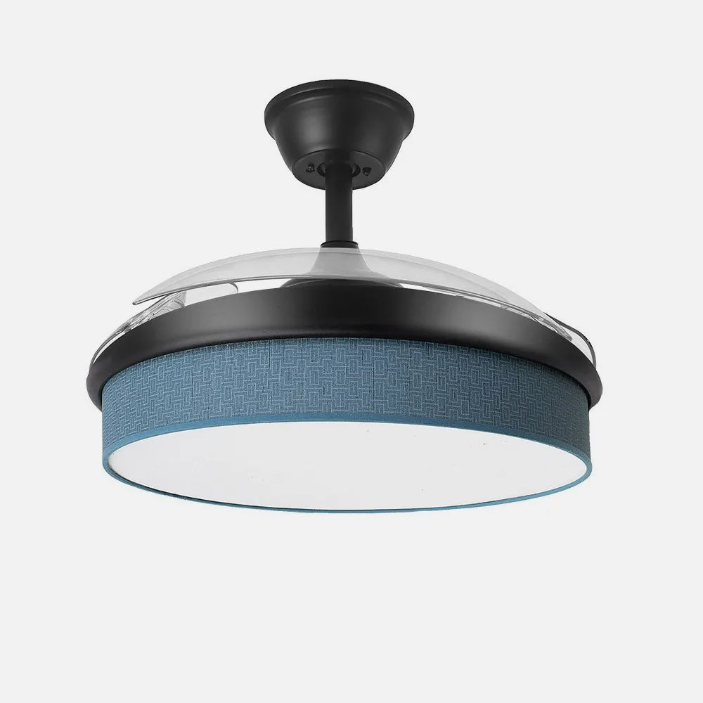 Ventilador de techo DC Moda 108 cm con aspas retráctiles y luz LED de FABRILAMP en color negro/azul