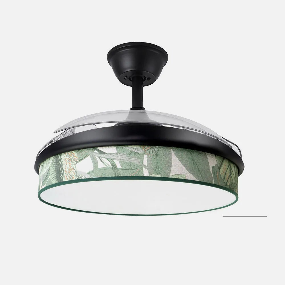 Ventilador de techo DC Moda 108 cm con aspas retráctiles y luz LED de FABRILAMP en color negro/verde