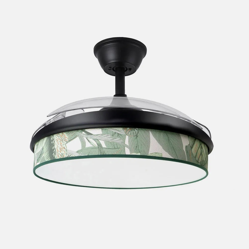 Ventilador de techo DC Moda 91 cm con aspas retráctiles y luz LED de FABRILAMP en color negro/verde