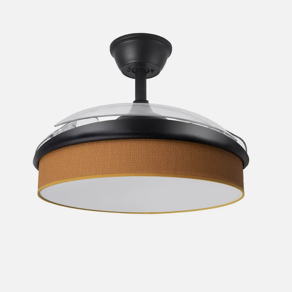 Ventilador de techo DC Moda 108 cm con aspas retráctiles y luz LED de FABRILAMP en color negro/naranja