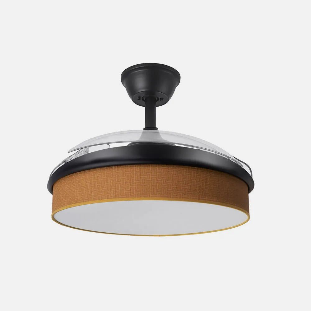 Ventilador de techo DC Moda 91 cm con aspas retráctiles y luz LED de FABRILAMP en color negro/naranja