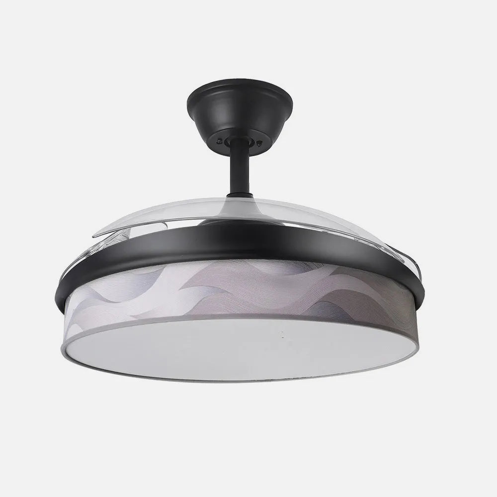 Ventilador de techo DC Moda 108 cm con aspas retráctiles y luz LED de FABRILAMP en color negro/ola gris