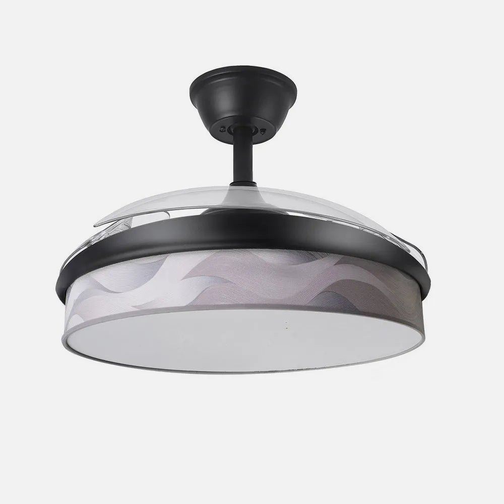 Ventilador de techo DC Moda 91 cm con aspas retráctiles y luz LED de FABRILAMP en color negro/ola gris