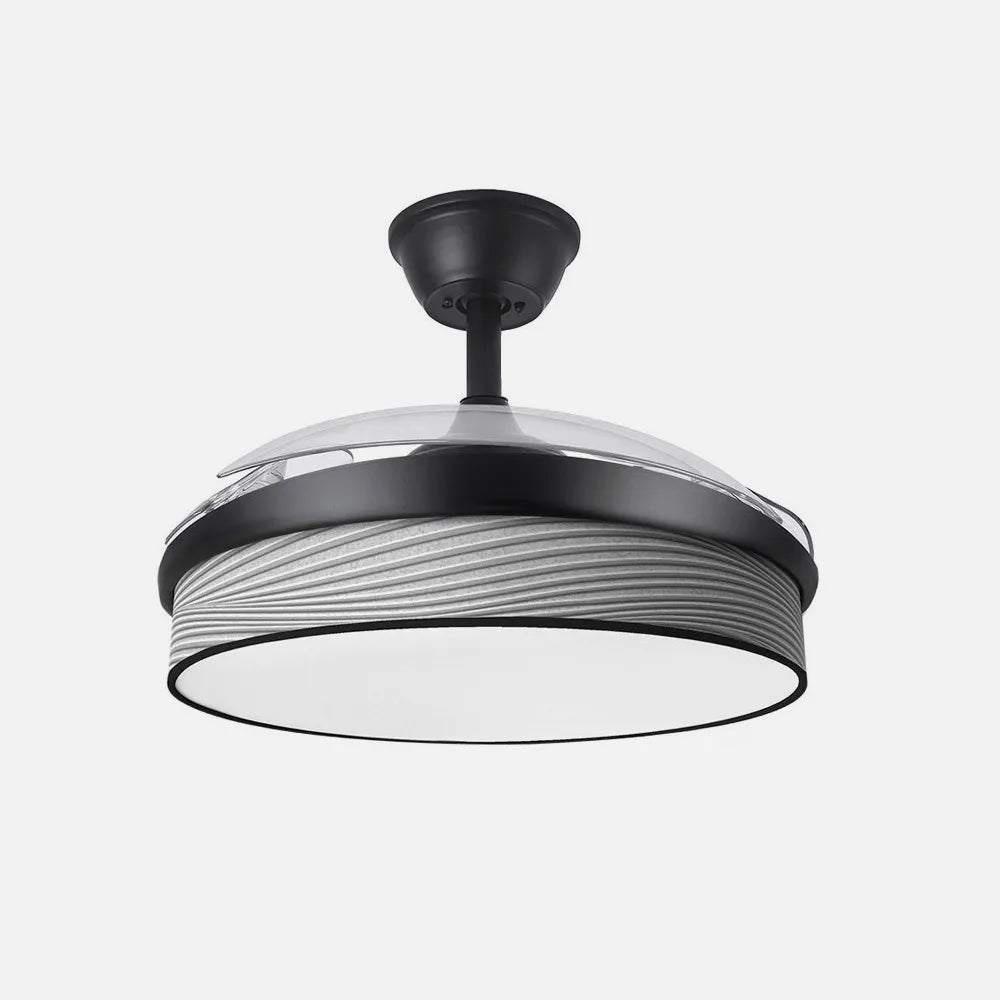 Ventilador de techo DC Moda 91 cm con aspas retráctiles y luz LED de FABRILAMP en color negro/surco gris