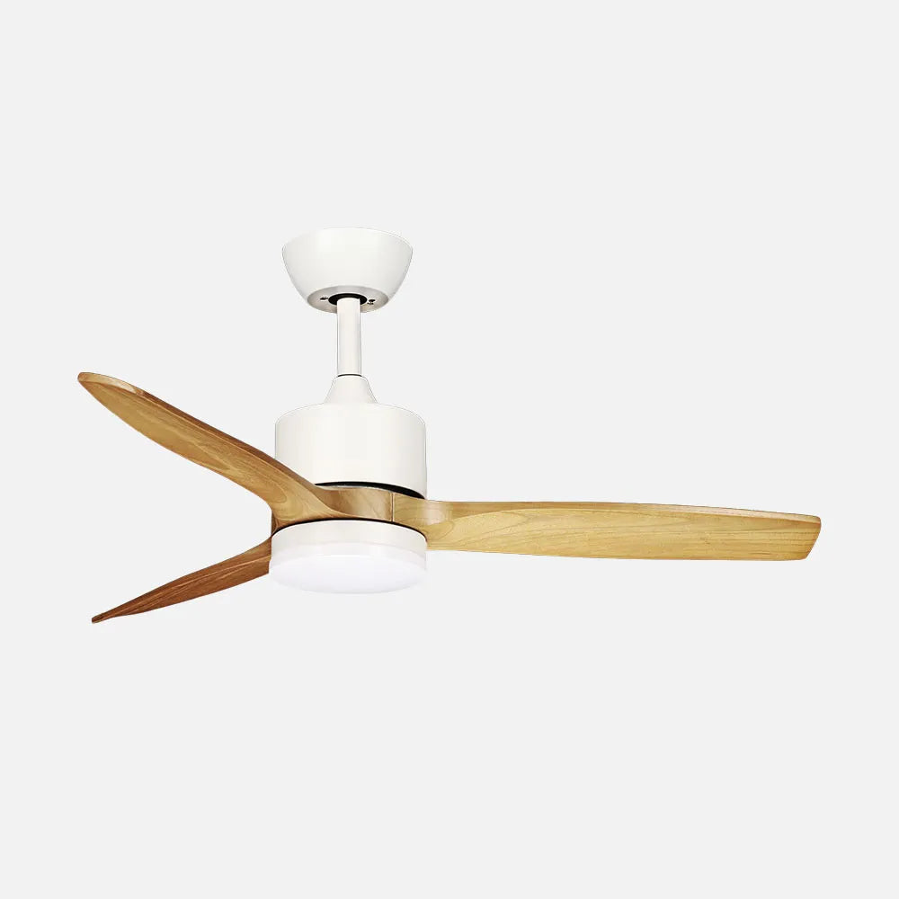 Ventilador de techo DC Montiel 106 cm con luz LED de FABRILAMP en color blanco/haya