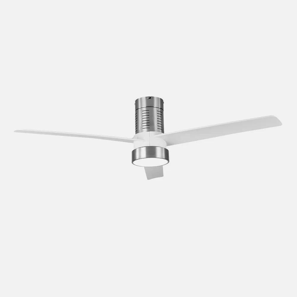 Ventilador de techo DC Teo 139 cm con luz LED de FABRILAMP en color níquel/blanco