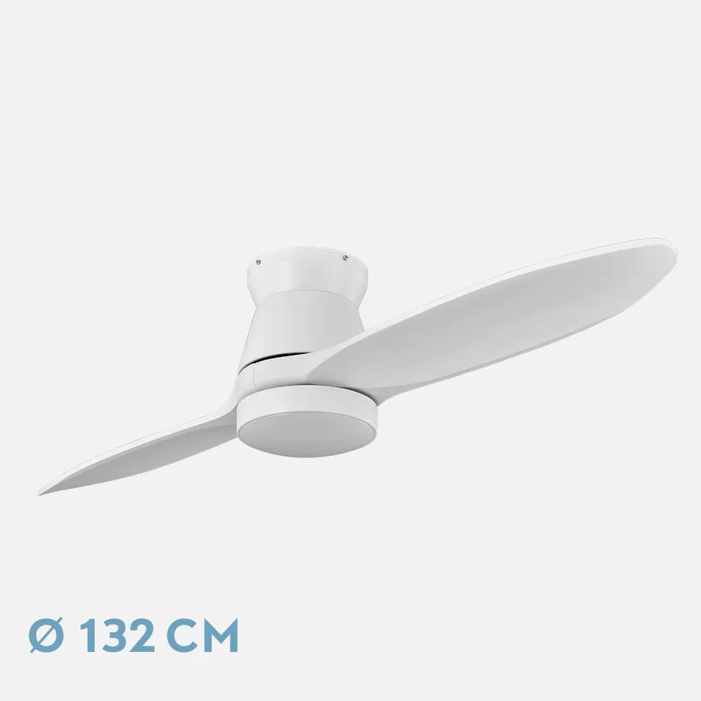 Ventilador de techo DC Nordic 132 cm con luz LED de FABRILAMP en color blanco – vista de detalle