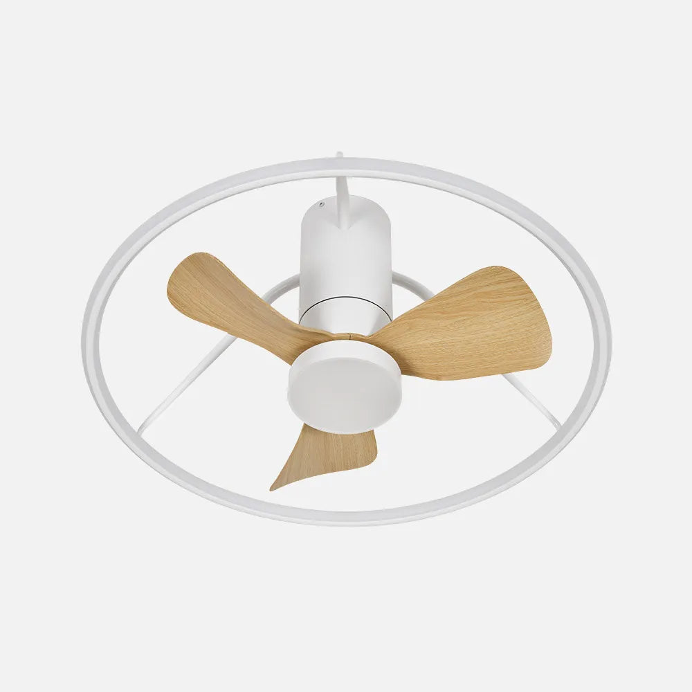 Ventilador de techo DC Oporto 66 cm con luz LED de FABRILAMP en color blanco/haya – vista de detalle