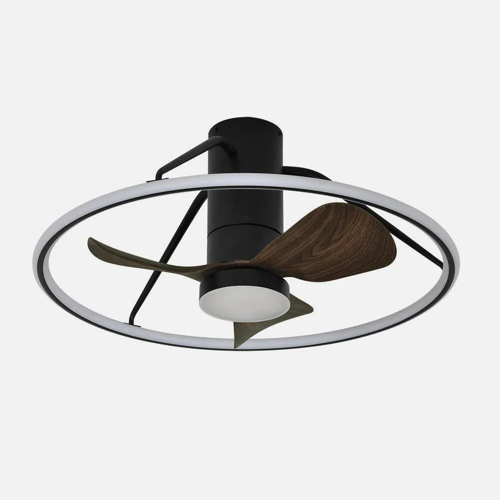 Ventilador de techo DC Oporto 66 cm con luz LED de FABRILAMP en color negro/marrón