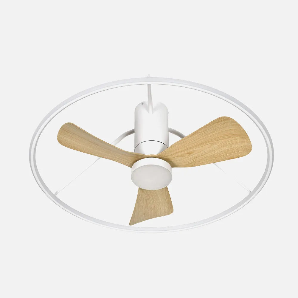 Ventilador de techo DC Oporto 84 cm con luz LED de FABRILAMP en color blanco/haya – vista de detalle