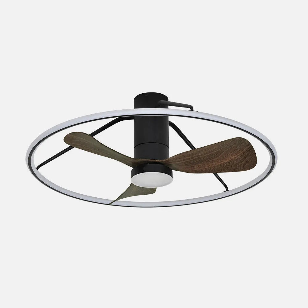 Ventilador de techo DC Oporto 84 cm con luz LED de FABRILAMP en color negro/marrón