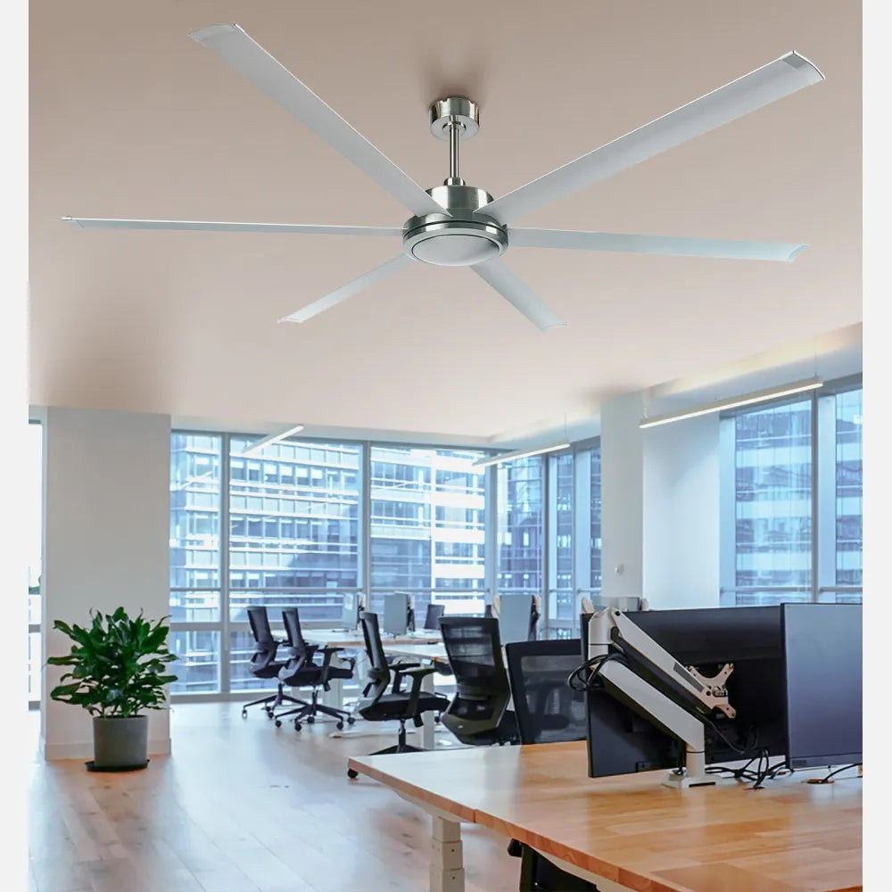 Ventilador de techo DC Sansón 214 cm sin luz de FABRILAMP en color níquel/plata – vista de detalle