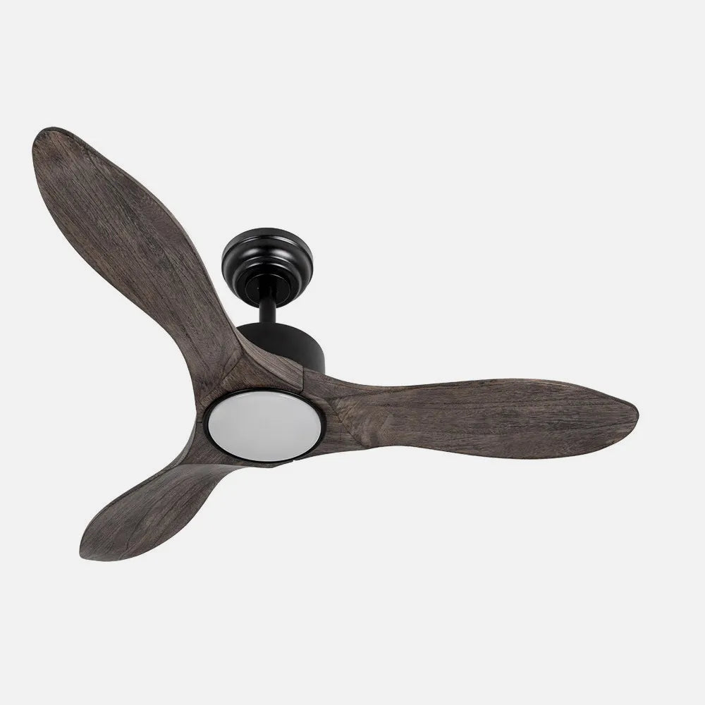 Ventilador de techo DC Segre 107 cm con luz LED de FABRILAMP en color negro/roble
