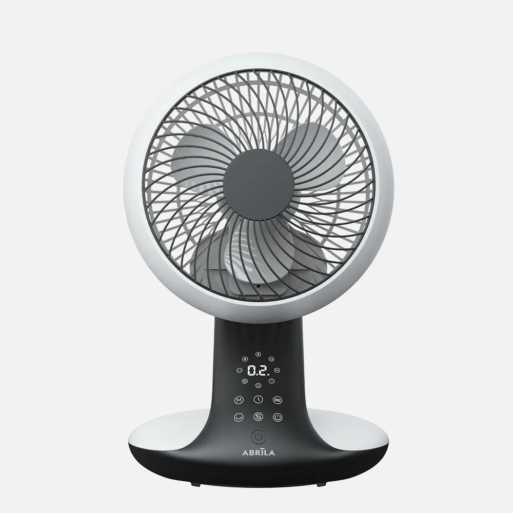 Ventilador DC de sobremesa Miera 20 W de FABRILAMP en color blanco/haya – vista de detalle