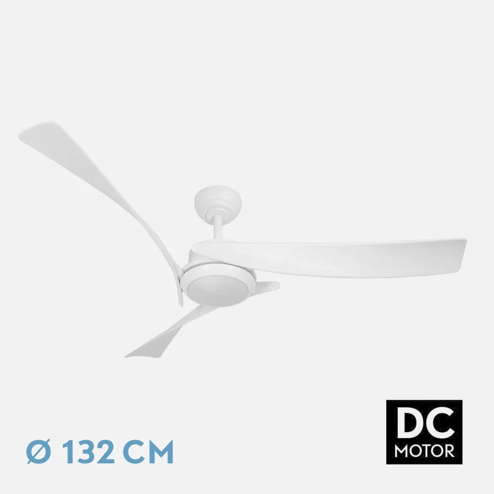 Ventilador de techo DC Tarento 132 cm con luz LED de FABRILAMP en color blanco – vista de detalle