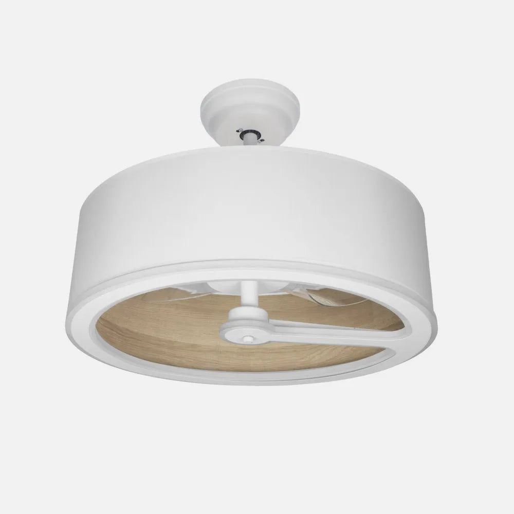 Ventilador de techo tipo plafón DC Tatiana 62 cm con luz LED de FABRILAMP en color blanco/madera clara