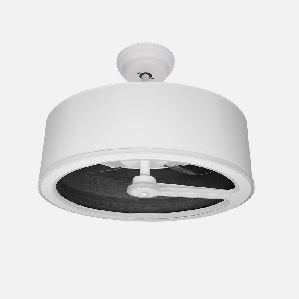 Ventilador de techo tipo plafón DC Tatiana 62 cm con luz LED de FABRILAMP en color blanco/madera negra