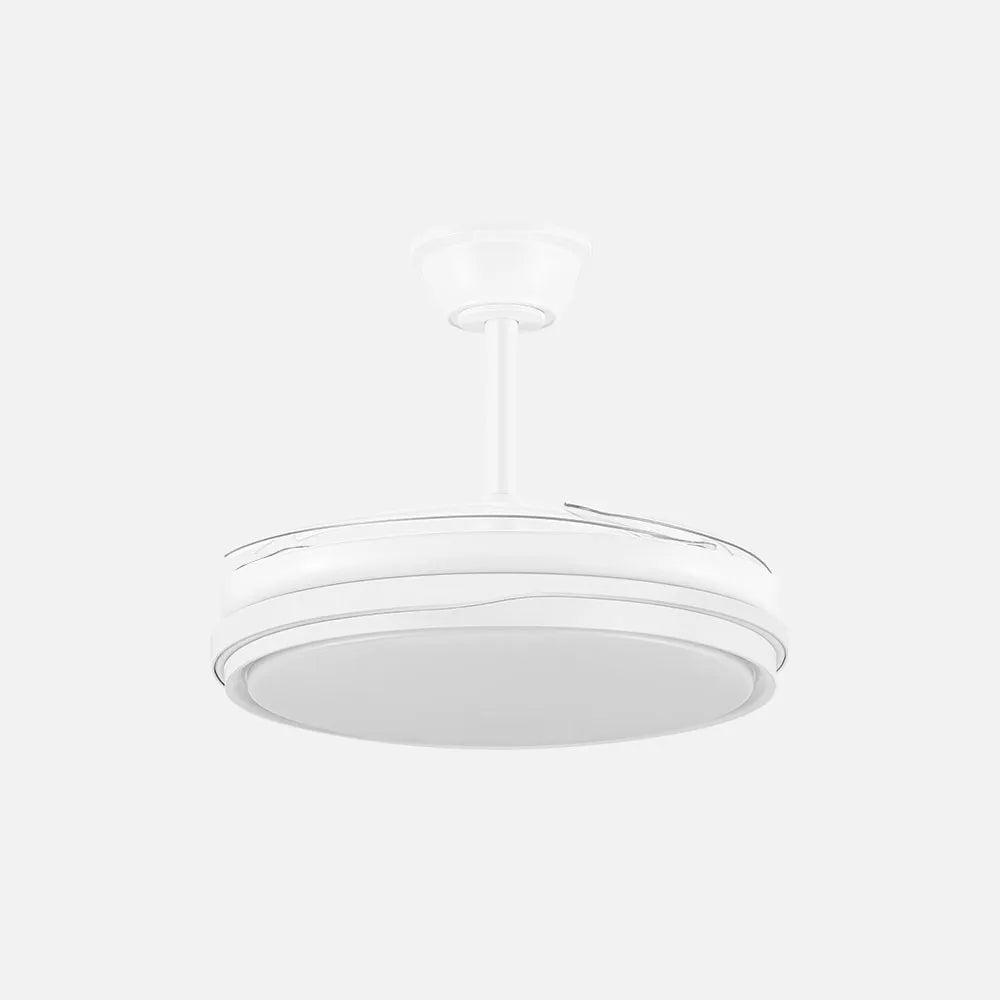 Ventilador de techo DC Témpano 106 cm con aspas retráctiles y luz LED de FABRILAMP en color blanco – vista de detalle
