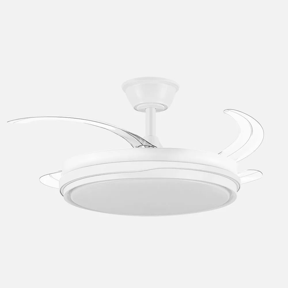 Ventilador de techo DC Témpano 106 cm con aspas retráctiles y luz LED de FABRILAMP en color blanco