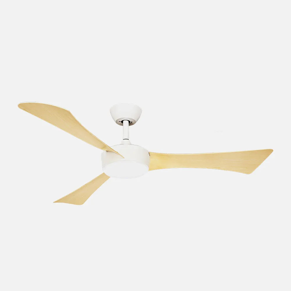 Ventilador de techo DC Tormos 132 cm con luz LED de FABRILAMP en color blanco/haya