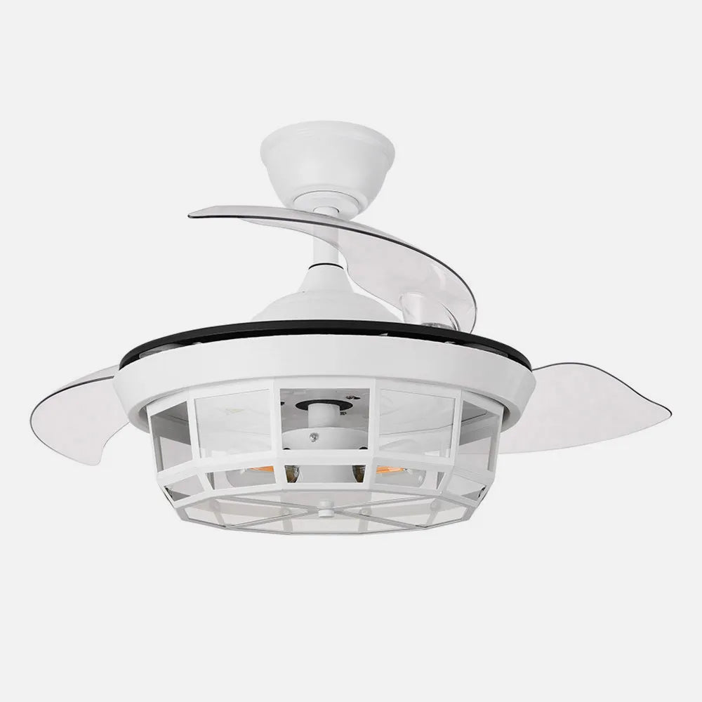 Ventilador de techo DC Tornado 91 cm con aspas retráctiles y 3 portalámparas E27 de FABRILAMP en color blanco