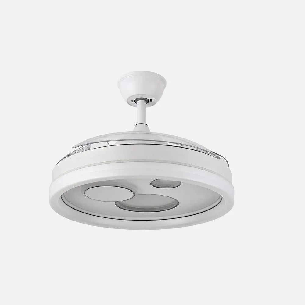 Ventilador de techo DC Turia 107 cm con aspas retráctiles y luz LED de FABRILAMP en color blanco – vista de detalle