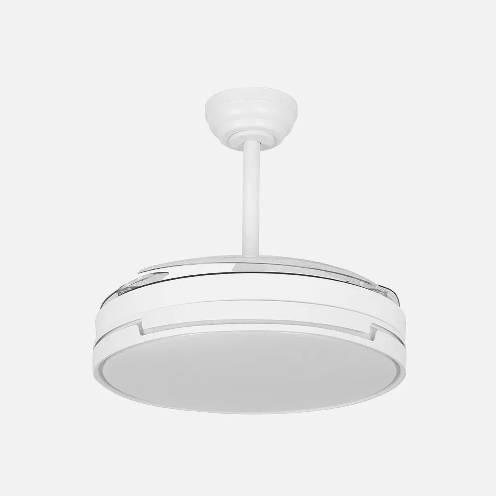 Ventilador de techo DC Papiro 107 cm con aspas retráctiles y luz LED de FABRILAMP en color blanco – vista de detalle