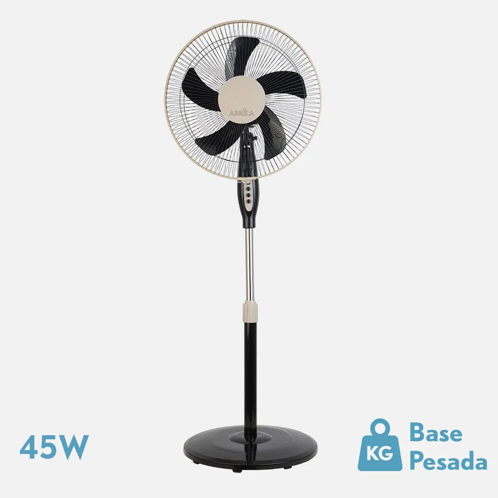 Ventilador de pie Belmonte 45 W de FABRILAMP en color negro/beige – vista de detalle