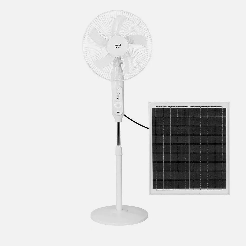Ventilador DC de pie solar Clima 30 W de FABRILAMP en color blanco