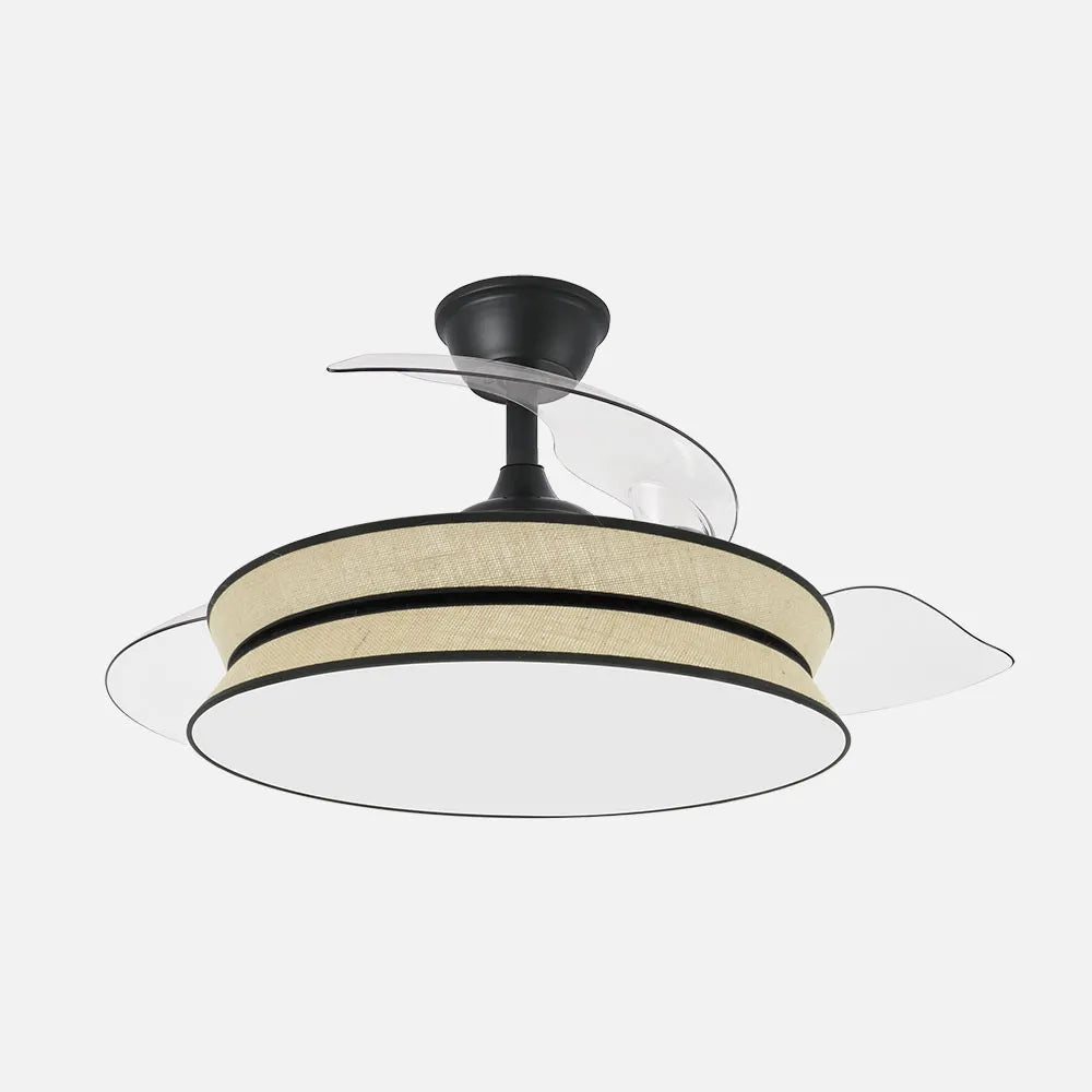 Ventilador de techo DC Decor 108 cm con aspas retráctiles y luz LED de FABRILAMP en color negro/natural