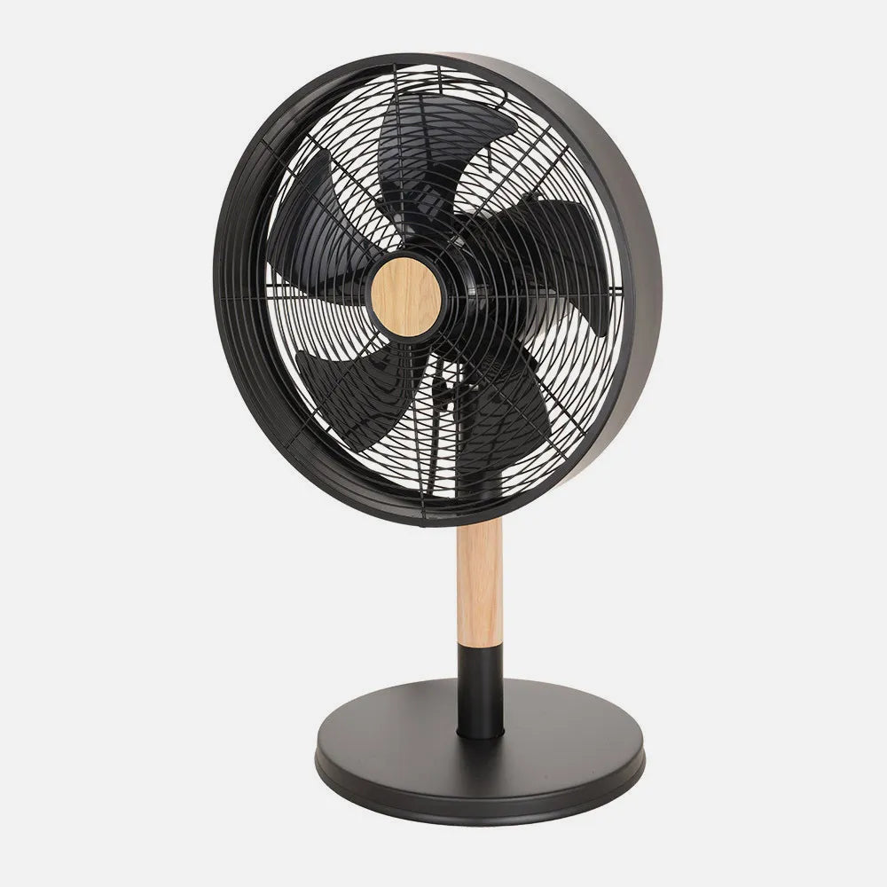 Ventilador de sobremesa Falcon 45 W de FABRILAMP en color negro/haya