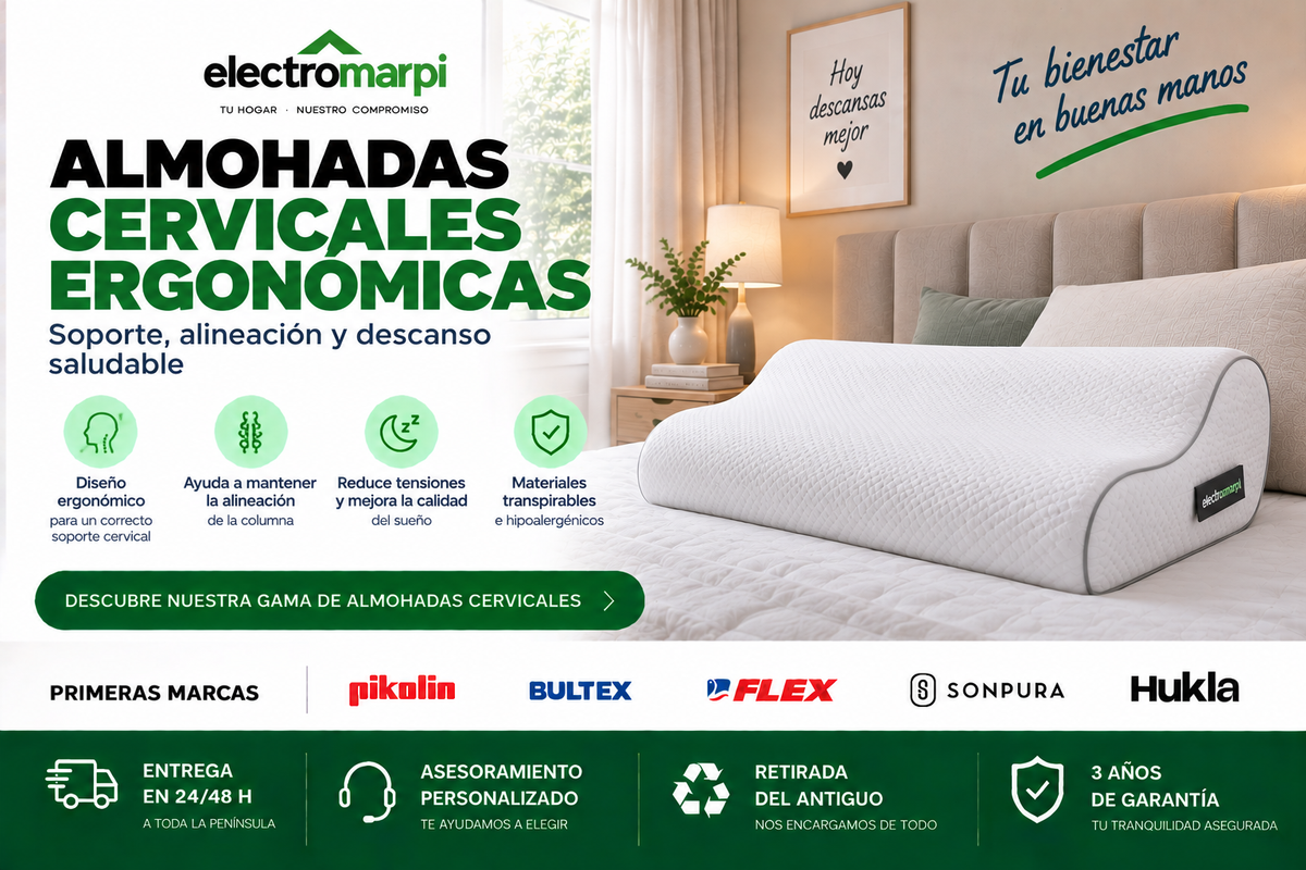 Almohadas cervicales y ergonómicas con soporte, alineación y confort para un descanso saludable - Electromarpi