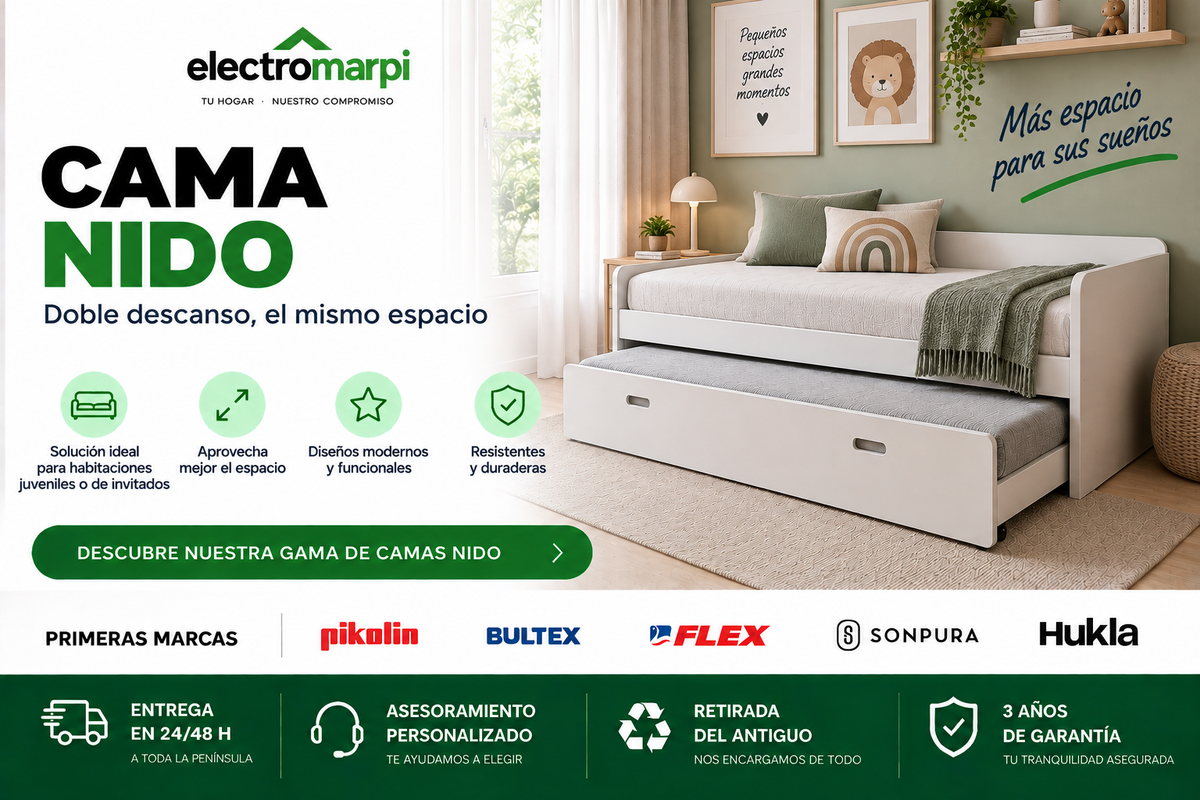 Camas nido funcionales con cama extraíble para dormitorios juveniles, invitados y espacios reducidos - Electromarpi