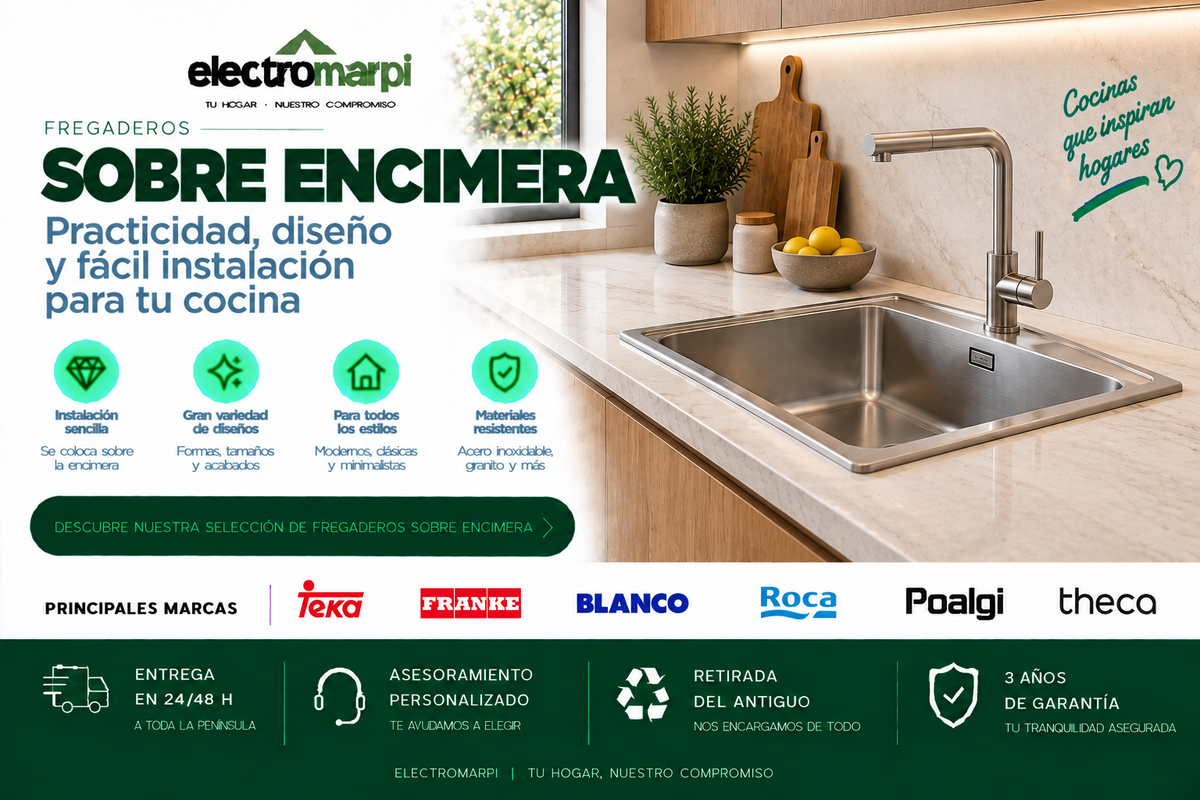 Fregaderos sobre encimera prácticos, resistentes y fáciles de instalar para cocinas de todos los estilos - Electromarpi