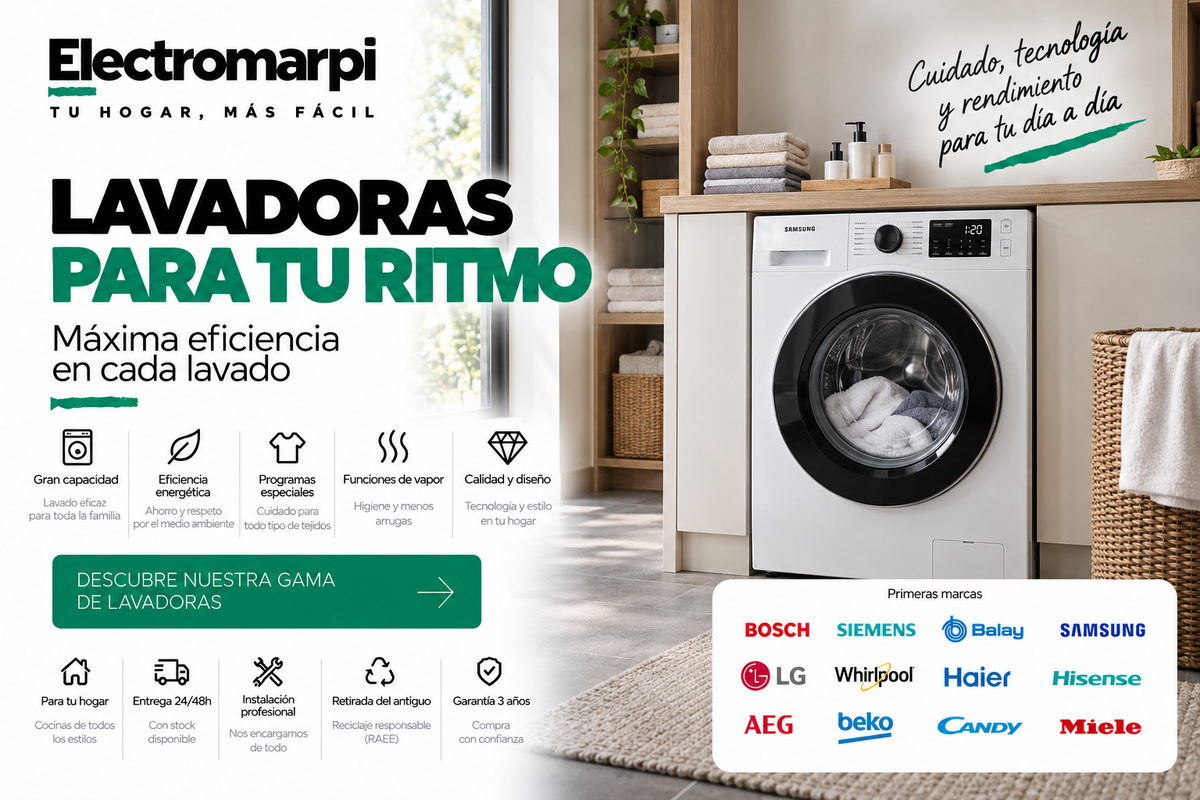 Lavadoras eficientes para el hogar con diferentes capacidades y tecnologías - Electromarpi