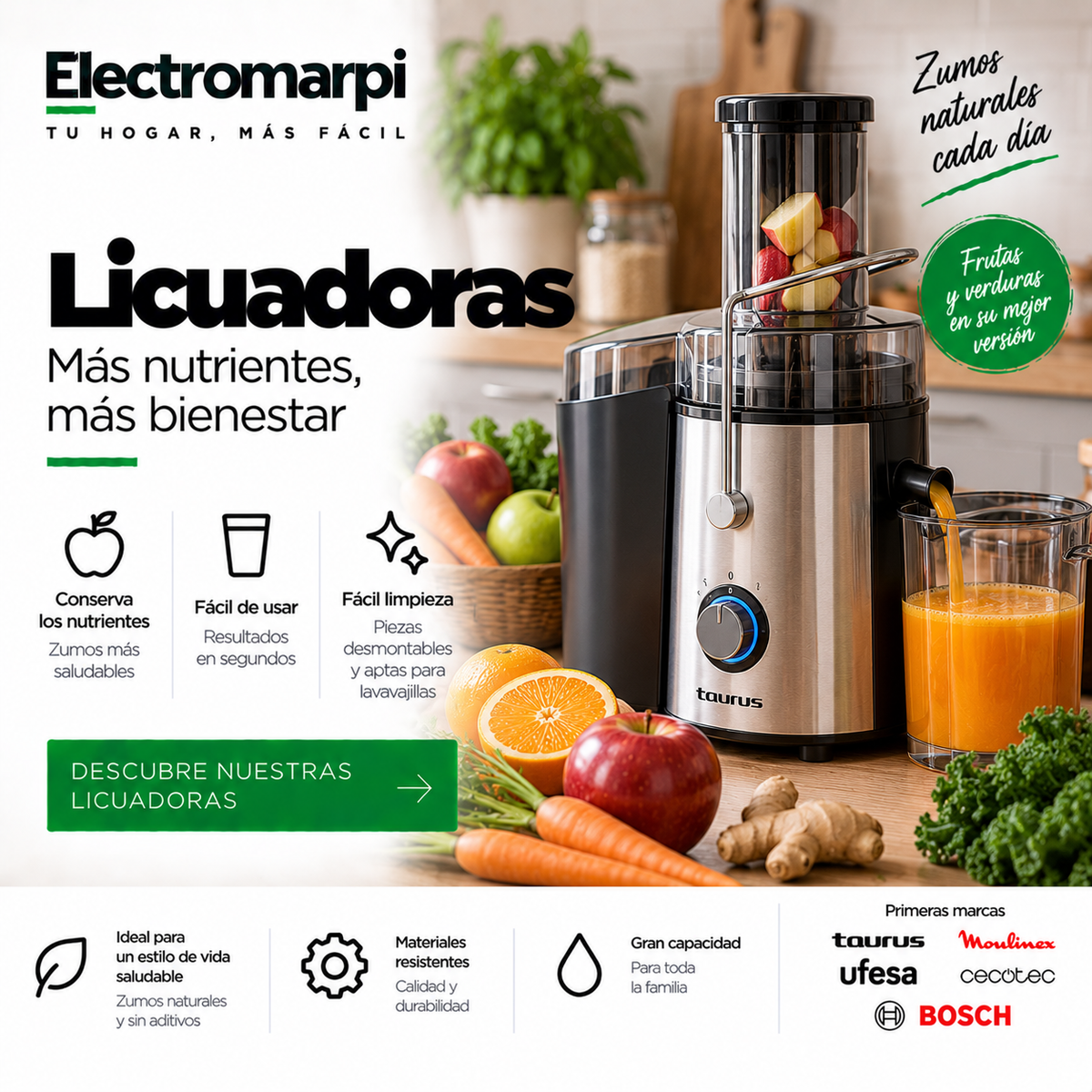 Licuadoras centrífugas y de prensado en frío para frutas y verduras - Electromarpi