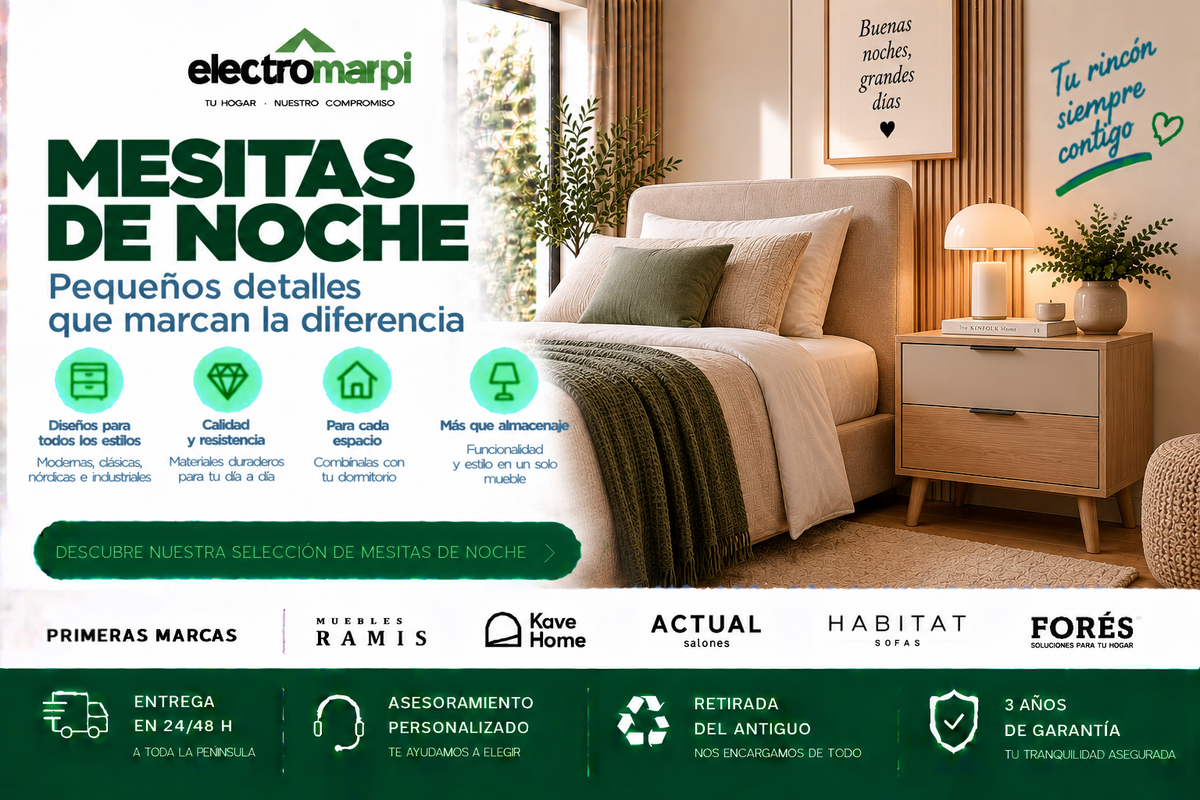 Mesitas de noche con cajones y diferentes acabados para aportar almacenaje y estilo junto a la cama - Electromarpi