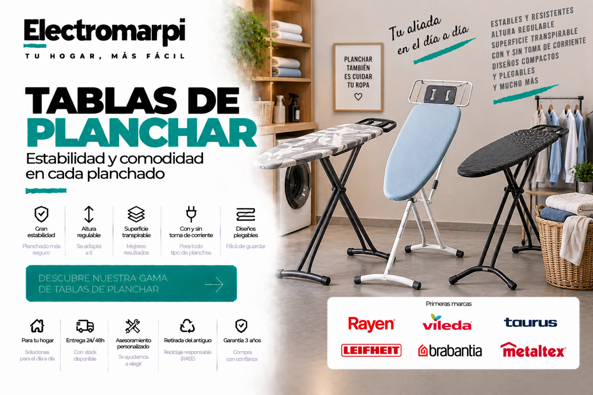 Tablas de planchar estables, regulables y plegables para el hogar - Electromarpi